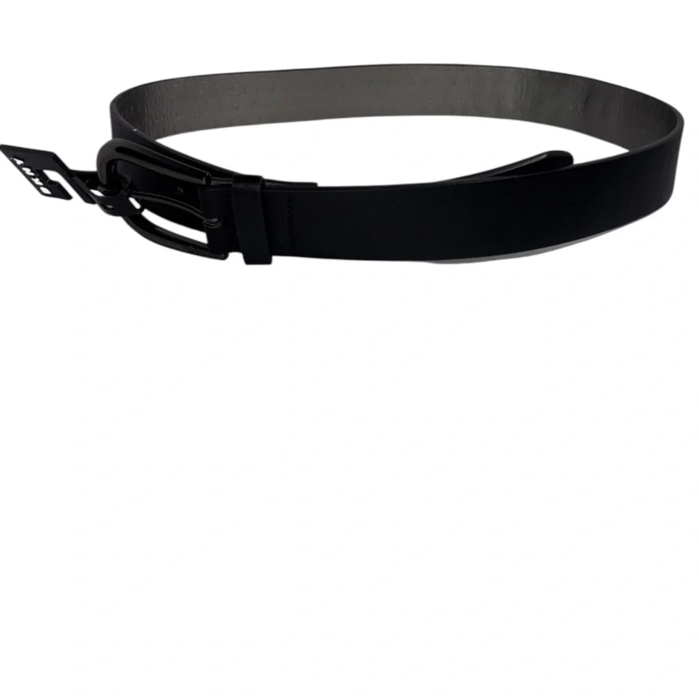 DKNY Belt Black Faux Leather Women’s Size Large Gunmetal Buckle